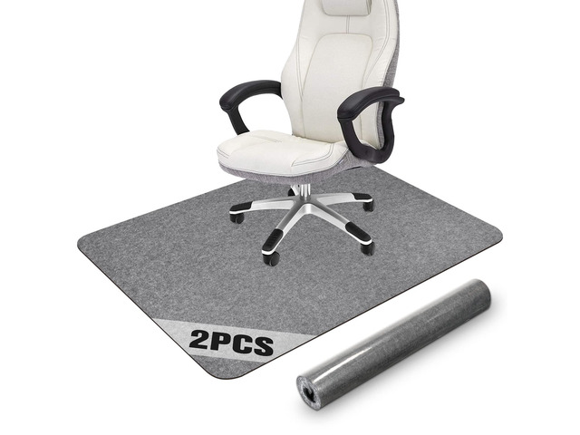 2 Pack Office Chair Mat for Hardwood Floor, 55'x35' Desk Chair Rug, Large Anti-Slip Floor Protector for Home Office Light Grey (Roll Packaging)