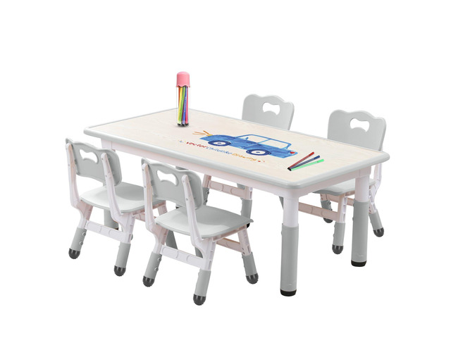 Kids Table and Chair Set for Toddlers - Adjustable Activity Center with Non-Slip Legs & Graffiti-Proof Surface Ages 3-12