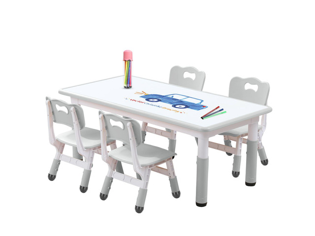 Kids Table and Chair Set for Toddlers - Adjustable Activity Center with Non-Slip Legs & Graffiti-Proof Surface Ages 3-12