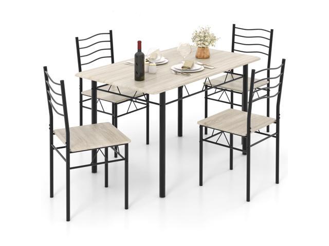 47-inches Dining Table Set for 4, Rectangular Kitchen Table with 4 Dining Chairs, Metal Frame, 5-Piece Space-Saving Dinette Set for Small Space,.