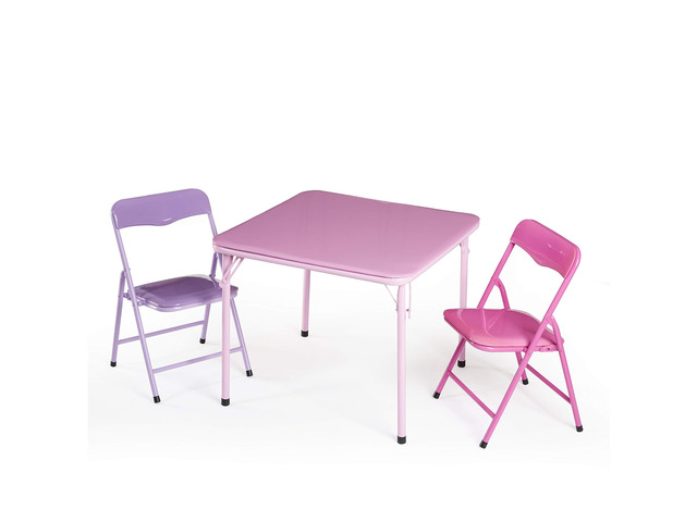 Toddler Furniture Set Kids Activity Table Chair Set Playroom Furniture Preschool Learning Compact Foldable Children's Table Small Size 3 Piece Pink