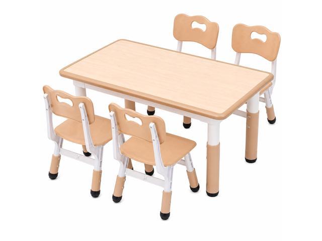 Kids Table and 4 Chairs Set, Height Adjustable Toddler Desk and Chair Set, Children Multi-Activity Table, Graffiti Desktop for...