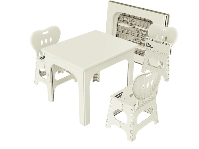 Foldable Table and Chair Set, Height Adjustable Portable Activity Table with 2 Folding Chairs, Indoor Outdoor Kids Adults Table Set for Study,...
