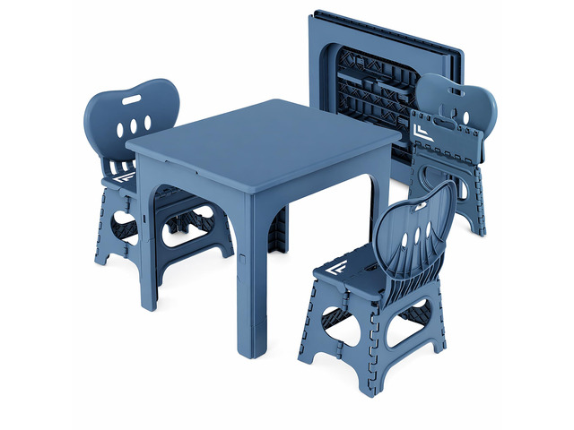 Foldable Table and Chair Set, Height Adjustable Portable Activity Table with 2 Folding Chairs, Indoor Outdoor Kids Adults Table Set for Study,...