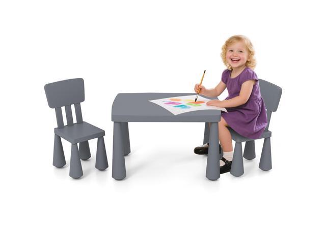 Kids Table and Chair Set, Plastic Children Activity Table and 2 Chairs for Art Craft, Easy-Clean Tabletop, 3-Piece Toddler Furniture Set for.