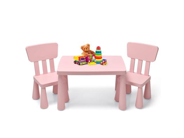 Kids Table and Chair Set, Plastic Children Activity Table and 2 Chairs for Art Craft, Easy-Clean Tabletop, 3-Piece Toddler Furniture Set for.