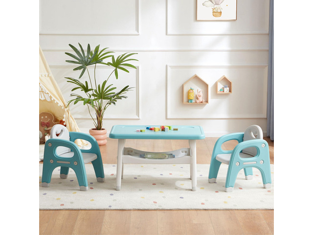 Montessori Weaning Table and 2 Chairs Set, Large Built-in Storage, Toddlers Table and Chairs Set, Kids Activity Table for Drawing Dining Playing,...