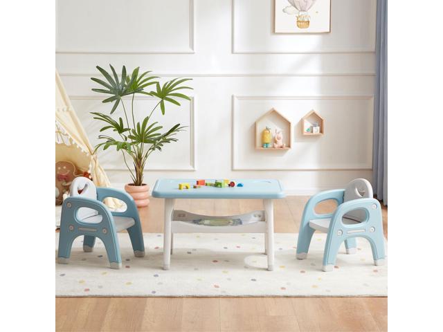 Kids Table and 2 Chairs Set, Large Built-in Storage, Montessori Toddlers Table and Chairs Set, Kids Activity Table for Drawing Dining Playing, CPSC.