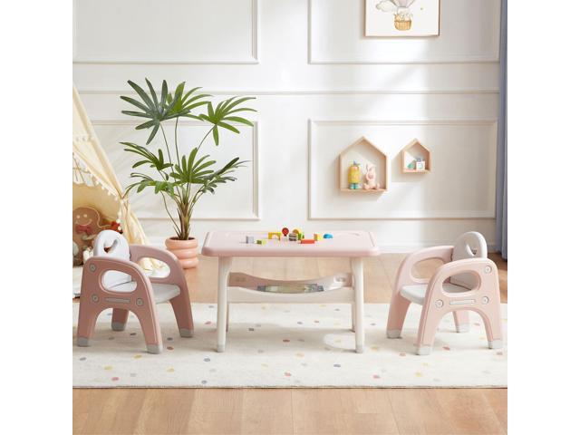 Kids Table and 2 Chairs Set, Large Built-in Storage, Montessori Toddlers Table and Chairs Set, Kids Activity Table for Drawing Dining Playing, CPSC.