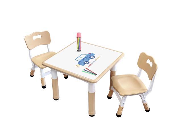 Kids Table & Chair Set with Adjustable Toddler-Safe Non-Slip Legs, Activity & Graffiti-Proof Desktop Ages 3-12