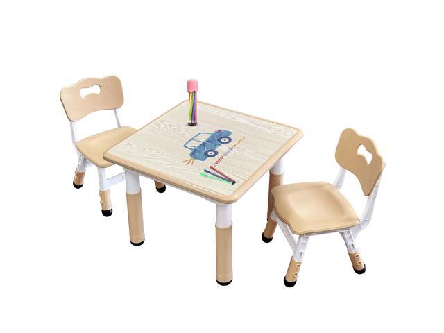 Kids Table & Chair Set with Adjustable Toddler-Safe Non-Slip Legs, Activity & Graffiti-Proof Desktop Ages 3-12