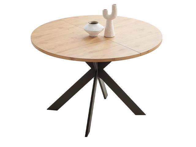 46.4' Round Dining Table Set, Mid Century Modern Round Dining Table for 4-6 Person, Steel Legs, Leisure Coffee Table for Kitchen Dining Room, Save...