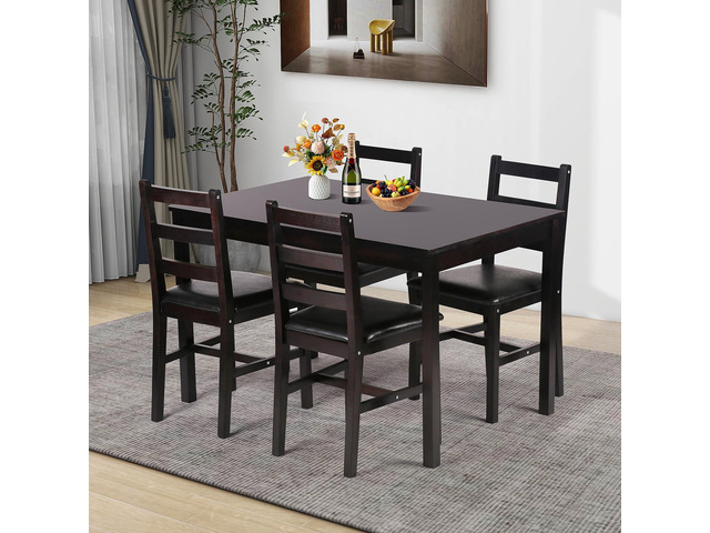 Kitchen Table Set 5 Piece Dining Table Set Sturdy Wooden Square Table and Chair Breakfast Table Set for 4 Person, Small Dining Room Table Set for...