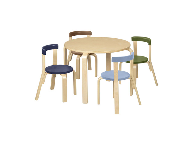 Bentwood Table and Curved Back Chair Set, Kids Furniture, Earthtone, 5-Piece