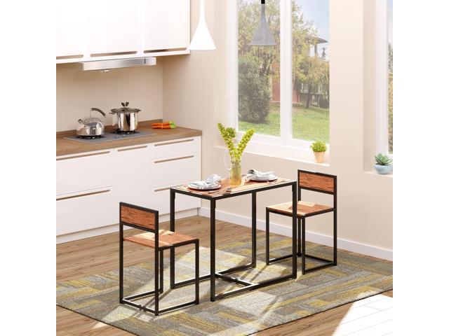 Small Dining Table Set for 2, Kitchen Table and Chairs Set, Compact Dining Sets for Small Spaces, Rustic Brown