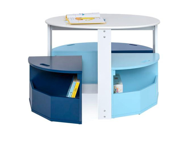 Toddler Table and Chair Set Round Kids Activity Table With 4 Storage Stools, Nesting Design for Toddlers, Kids Play Table with Storage -...