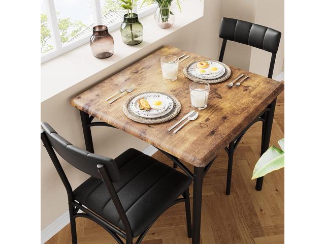 Dining Table Set for 2, Kitchen Table and Chairs for 2 with Upholstered Chairs, 3 Piece Dining Room Table Set, Square Kitchen Table Set for Small.