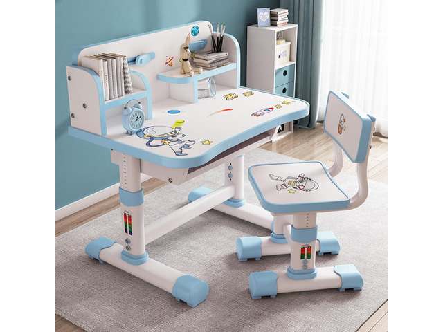 Kids Functional Desk and Chair Set, Height Adjustable Kids Table and Chair Set, Children Study Desk for 6-12, Upgraded Writing Study Table,...
