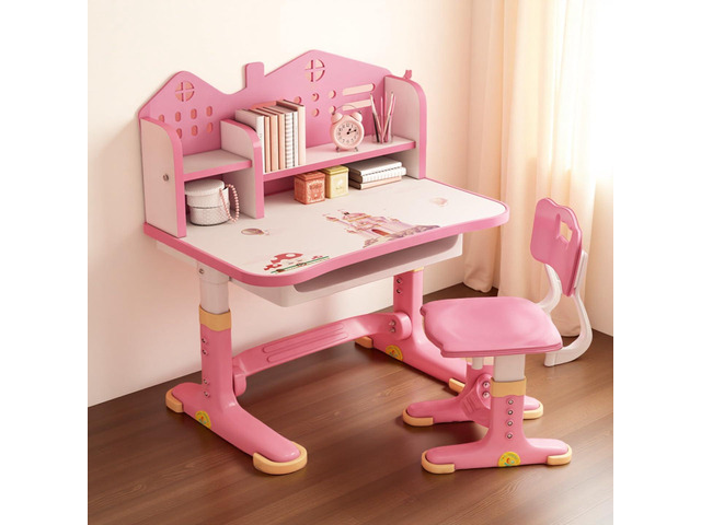 Kids Desk and Chair Set, Kids Functional Desk and Chair Set for Kids 6-12, Height Adjustable Children Study Desk, Upgraded Writing Study Table,...