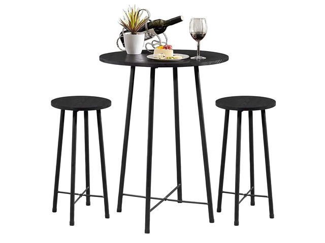 3 Piece Pub Table and Chairs Sets Counter Height Bistro Bar Sets with 2 Barstools for Kitchen Breakfast Nook, Small Space, Apartment, Breakfast...