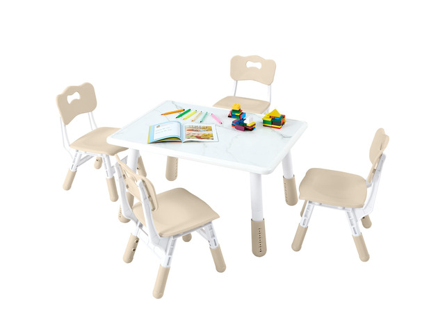 Toddler Table and Chair Set for Ages 3-8, Adjustable Kids Table and Chairs for Reading,Drawing, Eating, Children Activity Table with Graffiti...