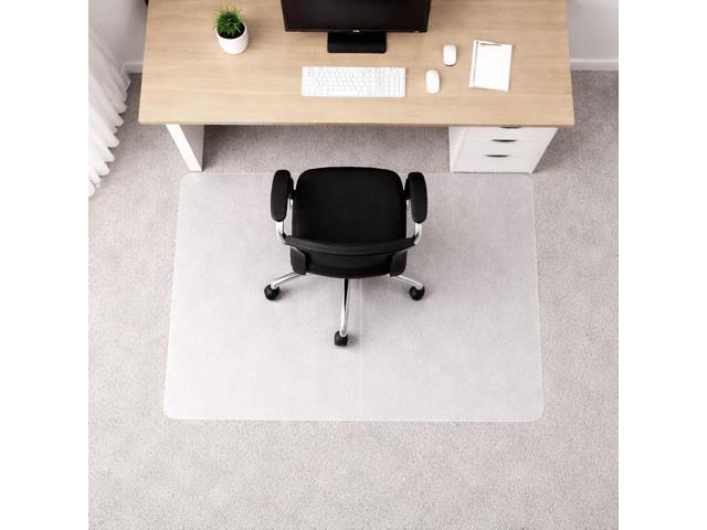 Polypropylene Foldable Chair Mat for Low Pile Carpets and Carpet Tiles (up to 1/4' Thick), 46' x 57' White Office Carpet Protector, Rectangular,...