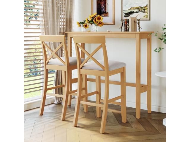 3 Piece Pub Table and Chair Set, Small Wood Counter Height Bar Table Set for 2, Breakfast Nook Table Set, 3 Piece High Top Dining Table for...