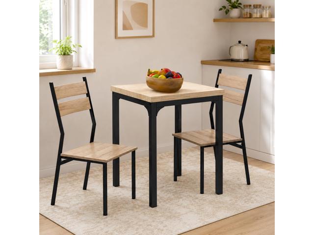 Dining Table Set for 2, Dining Room Set, 3 Piece, Light Wood Grain Modern Kitchen Table and Chairs, Breakfast Nook, Small Space, Apartment, Space...
