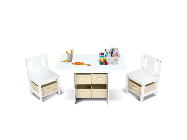 Kids Table and Chairs with Storage, 6 Drawers Toddlers Table and Chair Set- Ideal for 3-8 Years Old, European Grade Wooden Kids Activity Table for...