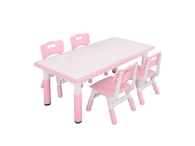 Kids Table and Chairs, Height Adjustable Toddler Table and Chair Set with 4 Chairs, Graffiti Desktop, Classroom/Daycare/Home, Children.