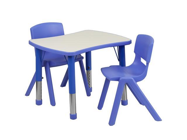 21.875'W x 26.625'L Blue Plastic Activity Table Set-2 Chairs