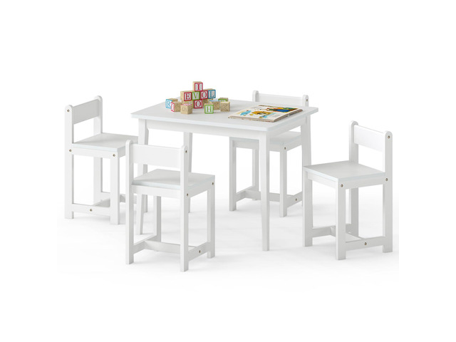 Kids Table and Chairs, 5 Pieces Rubber Wood Toddler Desk Set for Arts, Crafts, Homework & Snack Time, Kindergarten & Playroom,Toddler Table and...