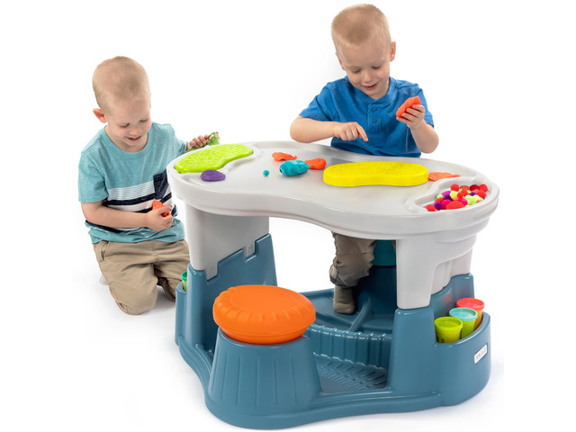 Kids' Sensory Table with Active Seating and Art Storage, Toddler Activity Table and Chairs Set for Ages 1-1/2 to 6, Multicolor