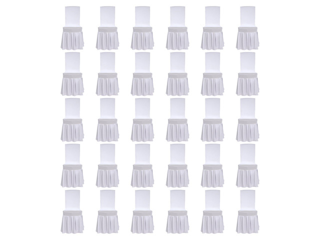 30 Pcs White Chair Covers with Skirt, Wedding Long Stretch Chair Cover Removable and Washable Stretch Chair Slipcovers with Skirt for Dining Chairs...