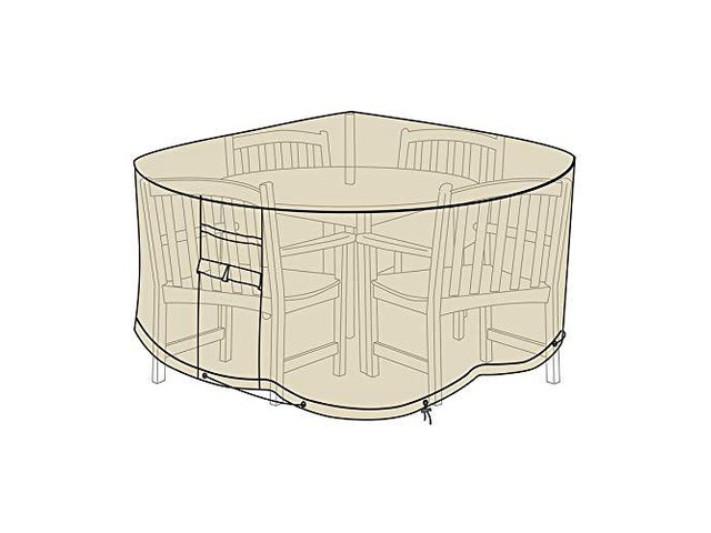 Extra Large Outdoor Round Table and Chairs Cover All-Weather Water-Repellent Cloth-Like Polyester Resists Fading Toggle Closure ...