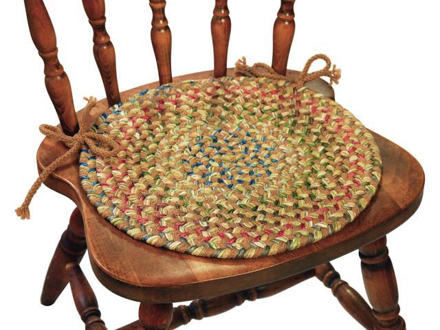 Rhody Rug Katie KA53 Camel 15' x 15' Chair Pad Set-of-4 - Round Chair Cushion with Ties for Round Shaped Patios, Dining Room Seat - Seat Cushions,.