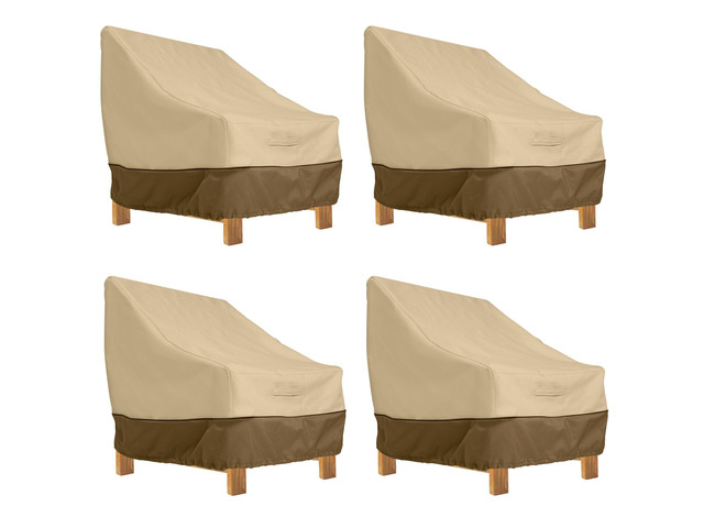 Veranda Water-Resistant 38 Inch Deep Seated Patio Lounge Chair Cover, 4 Pack, Patio Furniture Covers