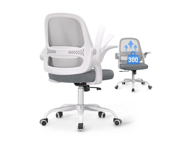 Ergonomic Mesh Office Chair for Home Office, Flip-Up Arms, Breathable Mesh Back & Thick Seat Cushion, Swivel Rolling Computer Desk Chair BIFMA...