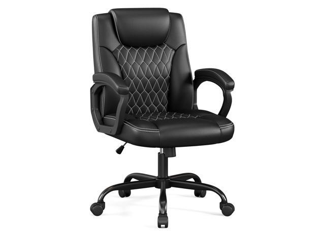 Office Chair, Executive Desk Chair, PU Leather Comfortable Executive Chairs with Fixed Armrest, Adjustable Height, Rocking Function, 360° Swivel.