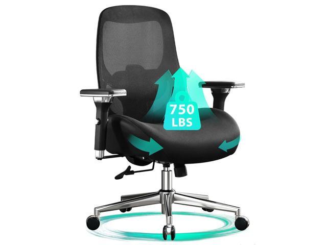 750lbs Big and Tall Office Chair with Wide Thick Seat Cushion for Heavy People Ergonomic Computer Mesh Desk Chairs with 4D Armrests, Adjustable...