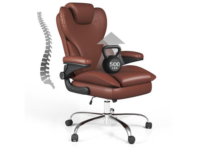Office Desk Chair, Executive Leather Office Chair, High Back Ergonomic Home Desk Chair with Padded Flip-up Arms, Big and Tall Computer Chair with.