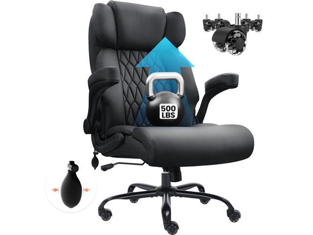 500lbs Big and Tall Office Chair Adjustable Lumbar Support for Back Pain, Extra Wide Seat Executive Office Chair Thick Armrest Pad, Heavy Duty...