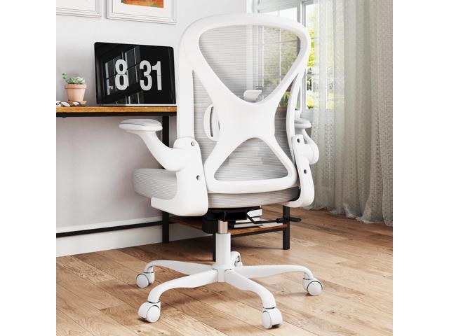Ergonomic Office Chair with Adjustable Lumbar Support, 300 lbs Swivel Desk Chair with Flip-Up Arms, Mesh Comfy Padded Seat for Computer and Home, Grey