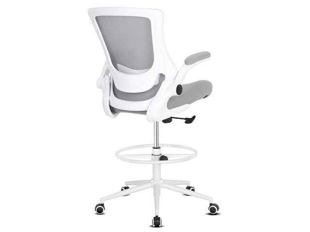 Tall Office Chair, Drafting Chair for Standing Desk, High Office Chair with Adjustable Lumbar Support, Flip-up Arm and Footrest Ring, Tall Drafting...