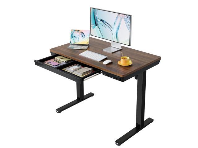 Electric Standing Desk with Drawers, 40 X 24 Inch Electric Adjustable Height Desk, Quick Install One-Piece Tabletop with USB Charging Ports, Sit to.