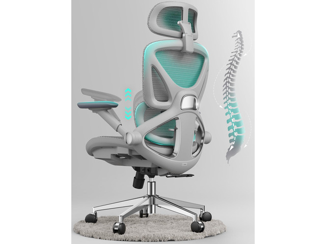 Ergonomic Mesh Office Chair, Adjustable Lumbar High Back Desk Chair 400lbs, 4D Flip-up Arms, 3 Tilt Backrest, 3D Headrest, PU Wheels, Swivel...