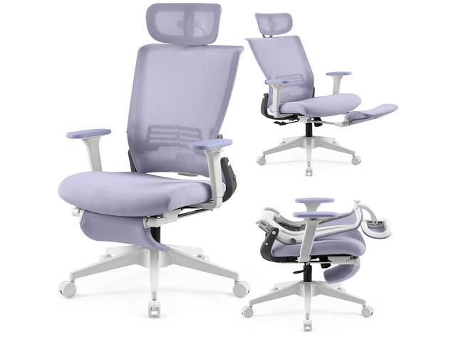 Foldable Office Chair with Foot Rest, Ergonomic Office Chair with Adjustable Lumbar Support, Headrest, Armrest, Home Office Desk Chair for Space...