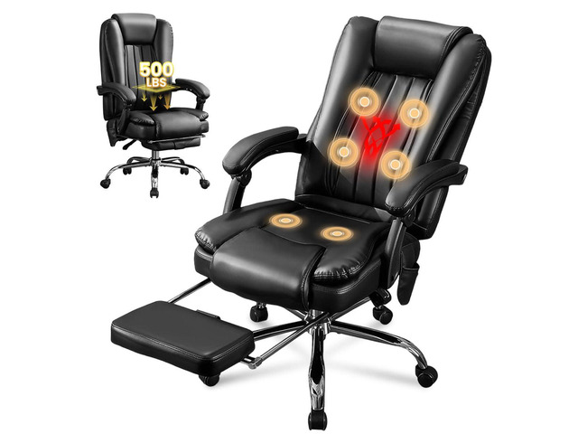 Massage Office Chair with Foot Rest,6 Points Vibration and Heat Ergonomic Executive Desk Chair for Heavy People,500lbs Big and Tall Office Chairs...