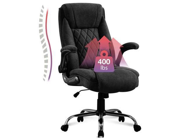 Big and Tall Fabric Office Chair 400lbs, High Back Executive Computer Desk Chair with Flip Up Armrest, Breathable Fabric Adjustable Height