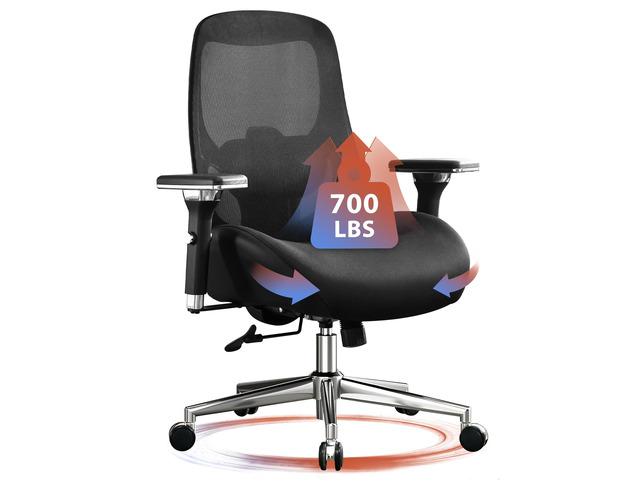 700lbs Big and Tall Office Chair with Wide Thick Seat Cushion for Sitting All Day,Ergonomic Mesh Desk Chair with Adjustable Lumbar Support for...
